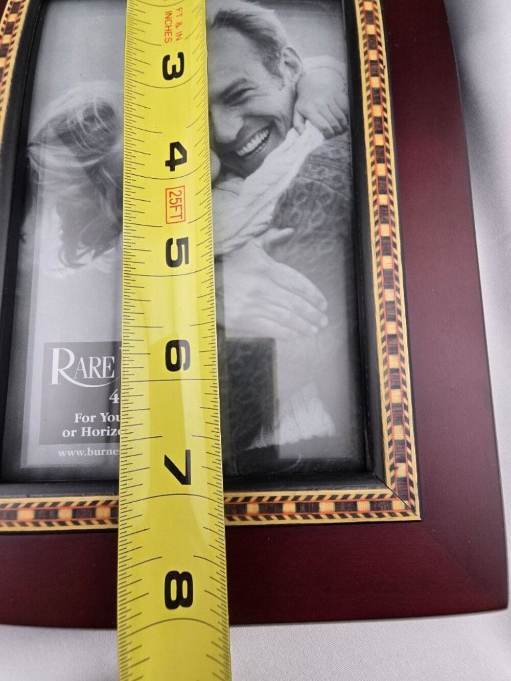 Rare Woods Burnes of Boston 4x6 Photo Frame Rich Mahogany Finish & Woven Border - Picture 10 of 11